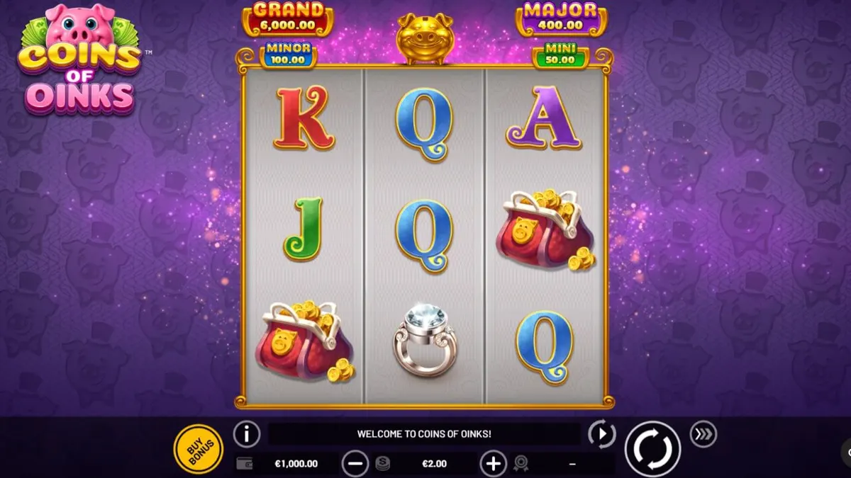 Porcos luxuosos e moedas de ouro no slot Coins of Oinks