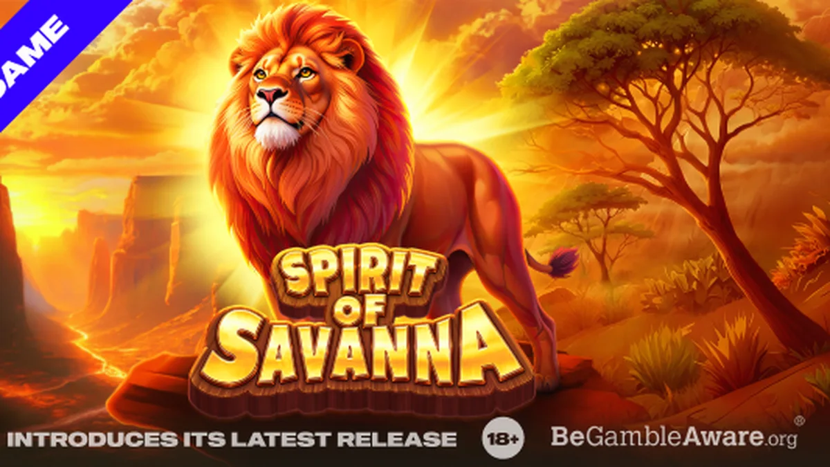 Cenário da savana africana com elementos temáticos de slot machine